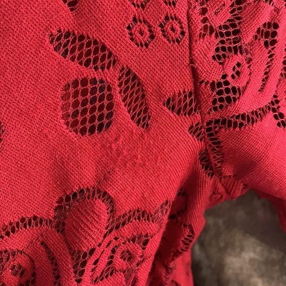 Free People Lovers Folk Song Dress burgundy sheer lace mini size 8 - Picture 7 of 16